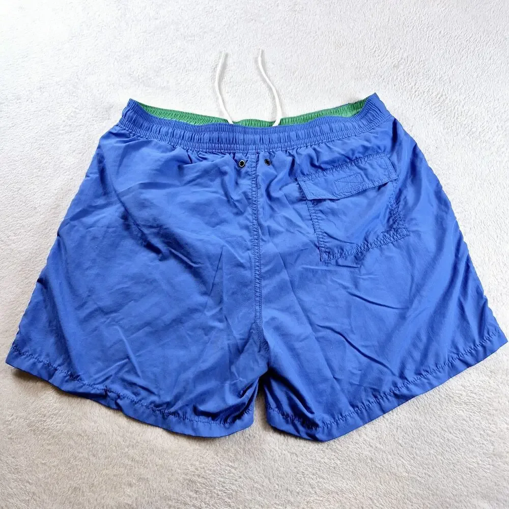 Polo Ralph Lauren Swim Trunks Mens Blue XL Green Lined Pony Logo Beach Casual